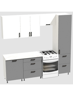 Кухня Эконом 1,8 метра с колонкой (1300х500) Цвет: Белый/Базальт