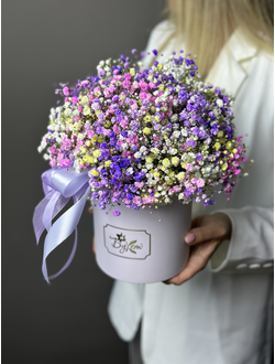 Коробка из гипсофилы Радуга