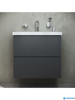 Тумба с раковиной AM.PM Gem 60, подвесная, 2 ящика, цвет графит матовый