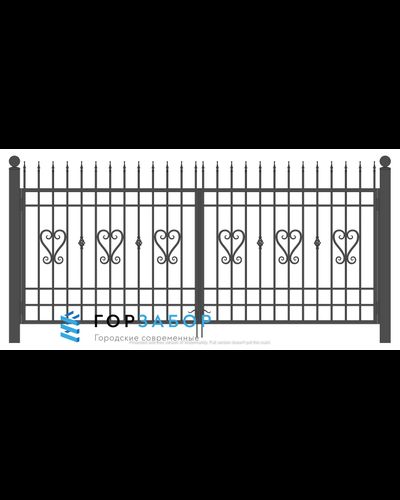 Распашные эконом металлические ворота с элементами ковки KSZ15-33 купить по цене производителя