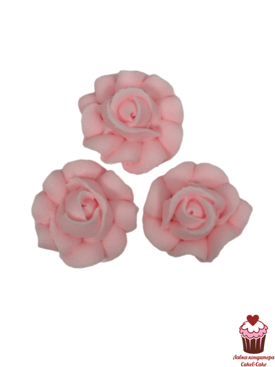 Цветы сахарные Розочки d3-3,5см, цвет розовый, 3 шт.