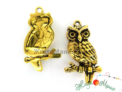 ПОДВЕСКА В ТИБЕТСКОМ СТИЛЕ "ФИЛИН" - 32*18мм - АНТИЧНОЕ ЗОЛОТО