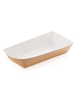 Большой лоток для фаст-фуда (крафт/белый), 220*115*42