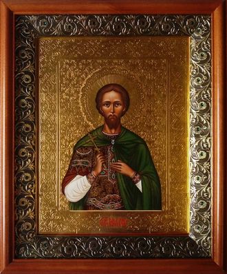 Виктор Дамасский Воин, Святой мученик. Рукописная икона 22х28см в киоте.