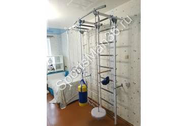 ДСК ЮНЫЙ АТЛЕТ МОДЕЛЬ «ПРИСТЕННЫЙ-ЛАЙТ» С РУКОХОДОМ И СЕТКОЙ, цвет металла + ЛИАНА МЯГКАЯ +ДЕТСКИЙ БОКСЕРСКИЙ НАБОР