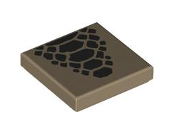 Tile 2 x 2 with Black Scales Pattern, Dark Tan (3068pb2631 6530287)