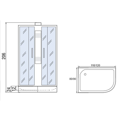 Душевая кабина Мономах Б/К 110/80/24 МЗ L без крыши