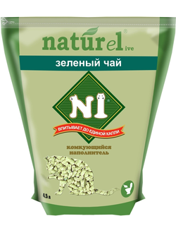 Наполнитель для кошек N1 Naturel Зеленый чай комкующийся 4,5 л