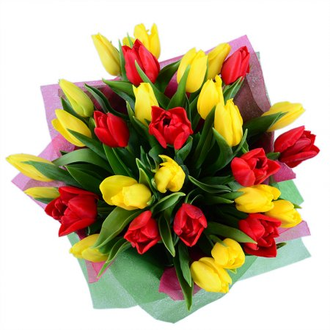 Букет «Красные и желтые тюльпаны»