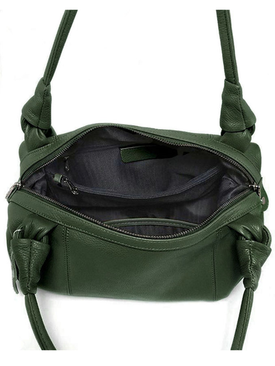 (АРТИКУЛ: 9428) СУМКА ЖЕНСКАЯ, СРЕДНЯЯ, КОЖАНАЯ, ТЕМНО-ЗЕЛЕНАЯ, С ДВУМЯ РУЧКАМИ