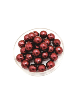 Бусины пластиковые под жемчуг 10 мм, цвет  темно красный