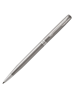 Ручка подарочная шариковая PARKER "Sonnet Core Stainless Steel ", тонкий серебристый корпус, палладиевое покрытие, черная, 1931513