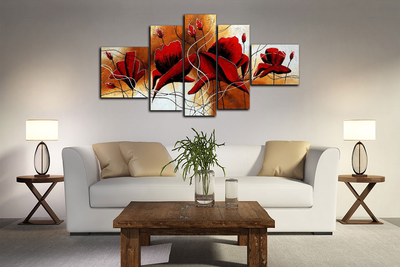 Модульная картина "Красные лепестки"