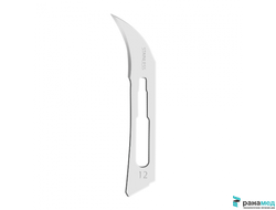 Лезвие для скальпеля канцелярского, макетного ножа, не стерильное №12, Хуаюин Медикал Инструментс Ко., Лтд, Китай серповидный, нержавеющая сталь, 100 шт.в уп.