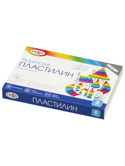 Пластилин классический ГАММА "Классический", 8 цветов, 160 г, со стеком, картонная упаковка, 281031