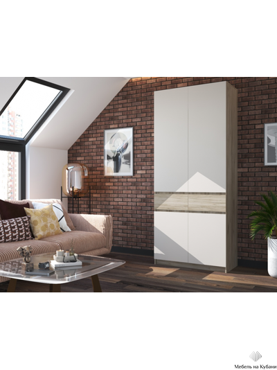 Бостон Шкаф ШК-001 ЛДСП Дуб крафт серый/Кашемир