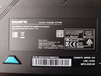 GIGABYTE GAMING A16 3TH ( 16.0 WUXGA IPS 165Hz Ryzen 7 260 GeForce RTX5050 (8Гб) 16GB 512SSD )