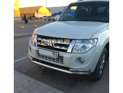 Защита переднего бампера с изгибами d76/42 для Mitsubishi Pajero IV (2006-2017)