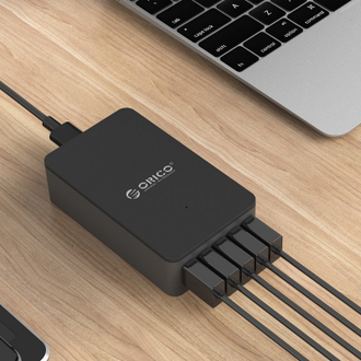 Зарядное устройство 5xUSB, SuperCharge, кабель 2 pin, Orico, CSE-5U-BK