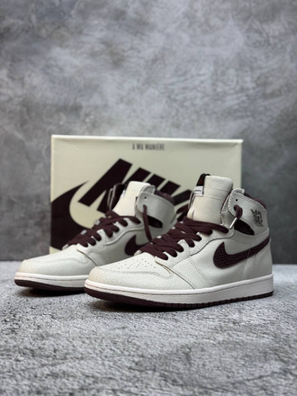 Nike Air Jordan 1 Mid Sail and Burgundy