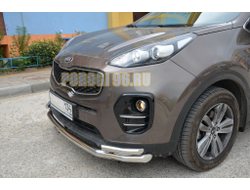 Защита переднего бампера двойная с углами d60/42 для Kia Sportage 2016-2018