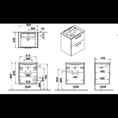 Модуль с квадратной раковиной, Vitra Root, 60 см, 2 ящика, матовый, темно-синий, 68270