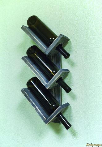 Полка для 3 бутылок подвесная "Серый уголь"