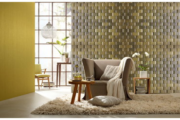 Стеновая панель из массива дуба "Плетенка табачная" (артикул 1001-ST) в интерьере гостиной