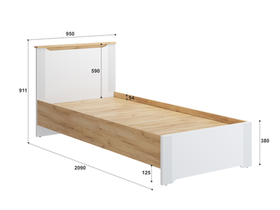 Спальня ЭМИЛИЯ - Кровать ЭЛ-27 (2000х900) Дуб Крафт золотой/Меренга