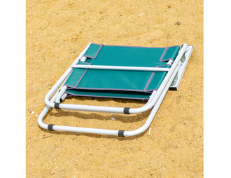 Пляжное кресло-шезлонг КЕДР Dolphins алюминий, цвет зеленый/бежевый/красный