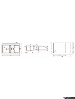 Кухонная комбинированная керамическая + нерж мойка Florentina КОМБИ 860К Антрацит, грей, жасмин, песочный, шампань