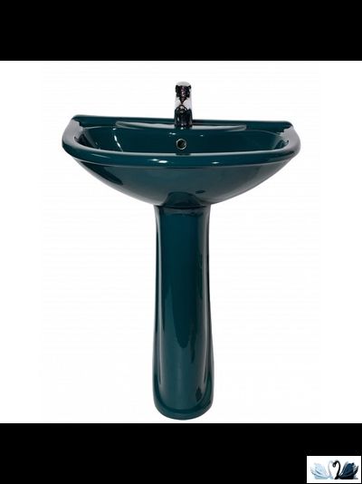 Раковина с пьедесталом Оскольская керамика Престиж, 63 см, зеленый, для ванной