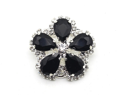 ПУГОВИЦЫ ДЕКОРАТИВНЫЕ СО СТРАЗАМИ, 34 мм. 50 шт. РК-00061. Цвет: черный