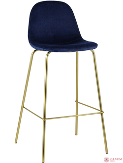 Стул барный Валенсия велюр синий золотые ножки