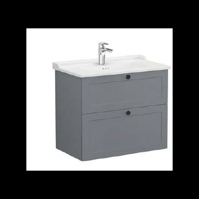 Модуль с классической раковиной, Vitra Root Classic, 80 см, 2 ящика, матовый серый, 68871