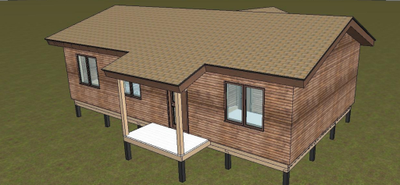 Одноэтажный каркасный дом с тремя спальнями 78м² (SK88)