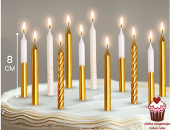 Набор свечей для бенто Белый/Золото, 12 шт.