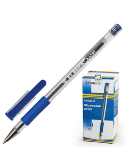 Ручка шариковая с грипом BEIFA (Бэйфа) "A Plus", СИНЯЯ, корпус синий, узел 1 мм, линия письма 0,7 мм, KA124200CS-BL, 36 штук в упаковке