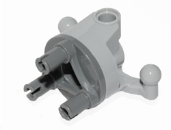 Technic, Steering Wheel Hub Holder with 2 Pin Holes and 2 Tow Ball Arms with Dark Bluish Gray Wheel Hub 3 Pins Round 11949 / 92909, Light Bluish Gray (11949c01)