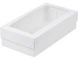 Коробка для пирожных с прям. окном (белая) , 210*100*55мм