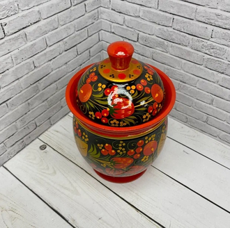 Сахарница деревянная Хохлома 120*110 высокая