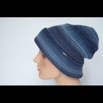 Итальянская вязаная шапка с отворотом Vizio 110 CRY синяя фото
