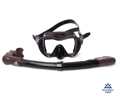 Маска для дайвинга с трубкой Sargan "АГИДЕЛЬ" черно-корич. силикон, комплект