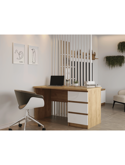 Бостон стол письменный Дуб Крафт золотой/Белый глянец