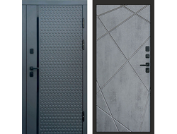 Дверь входная Simple Графит с панелью бетон Лучи