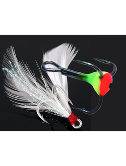 Крючок тройник с каплей и камнем/ крючок с люрексом