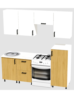 Кухня Эконом 1,5 метра с полуколонкой (1000х500) Цвет: Белый/Дуб Сонома