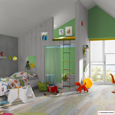 Пробковые полы Egger Дуб Виллангер Пёстрый EPC021 в интерьере детской комнаты
