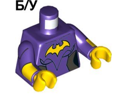 ! Б/У - Torso Female Outline with Yellow Bat and Silver Side Trim Pattern / Dark Purple Arms with Yellow Cuffs Pattern / Yellow Hands, Dark Purple (973pb2624c01 / 6174947) - Б/У