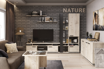 Композиция гостиной NATURE (НАТУРА) Гаскон Пайн-Черный